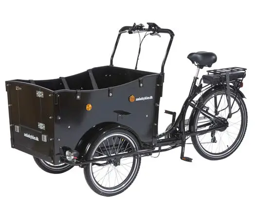 AMCARGOBIKES CURVE KINDERGARTEN OPEN CARGO ELECTRIC TRICYCLE – BLACK/Top speed 25km